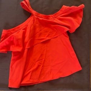 The Impeccable Pig red-orange off the shoulder blouse